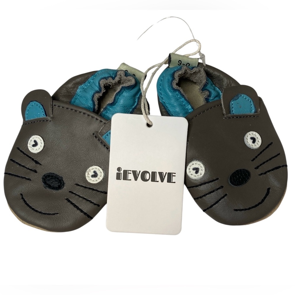 0-6 Months Baby Soft Loafers/Slippers Mouse Animal Face Shoes iEvolve NWT